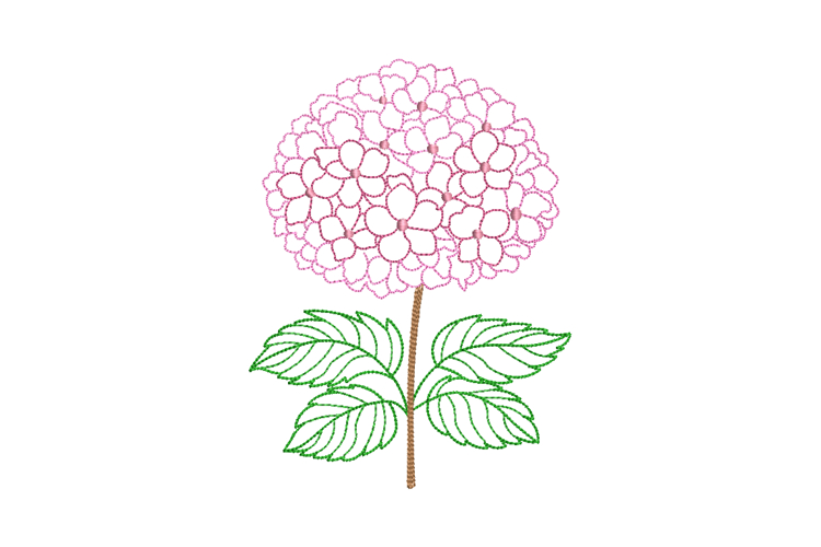Hydrangea Embroidery Design, Floral Line Art Flower Machine