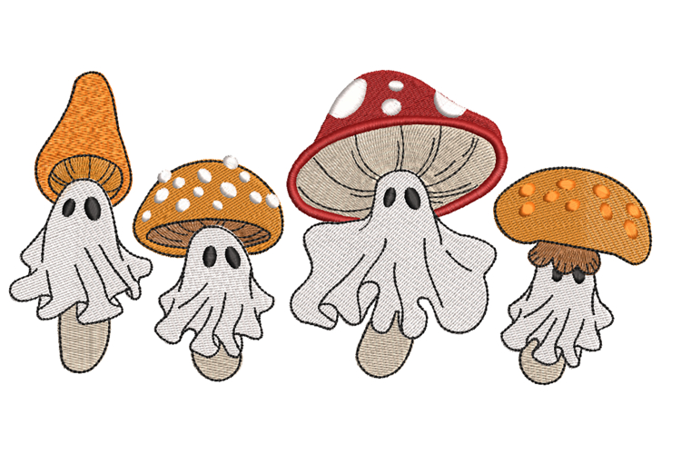 Four Halloween Ghosts, Machine Embroidery File.