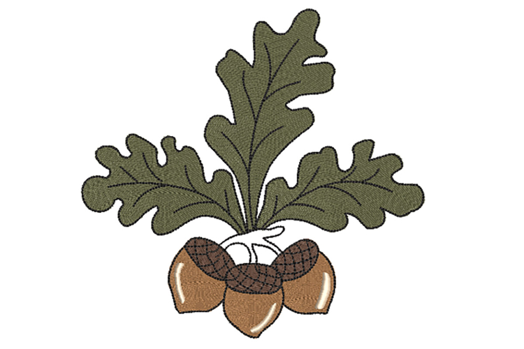 Acorn with leaves, Oak Nut, Fall Machine Embroidery Design