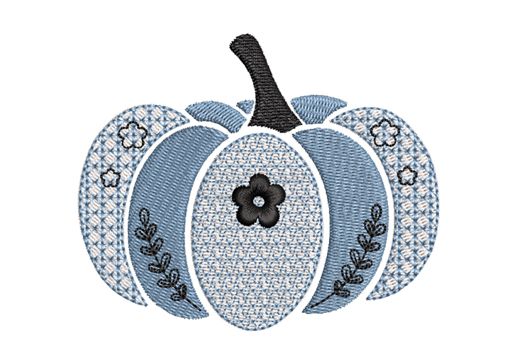 Floral Blue Pumpkin Embroidery Design