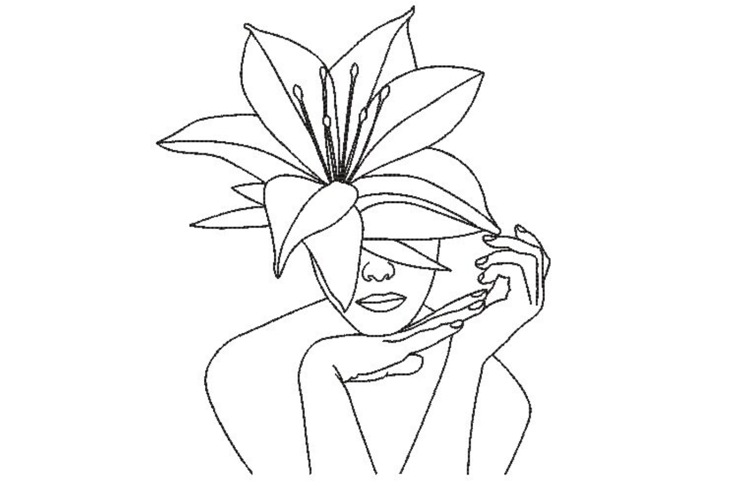 Floral woman Machine Embroidery Design