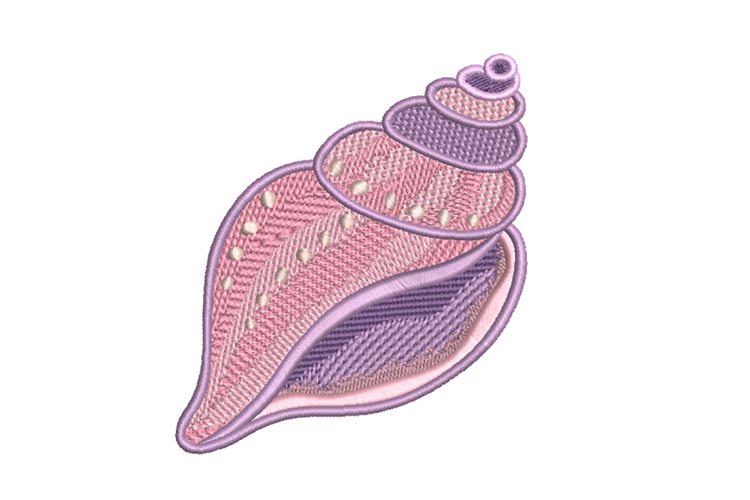 Spiral Seashell Embroidery Design Coastal Shell