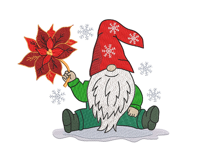 Christmas Gnome with Poinsettia