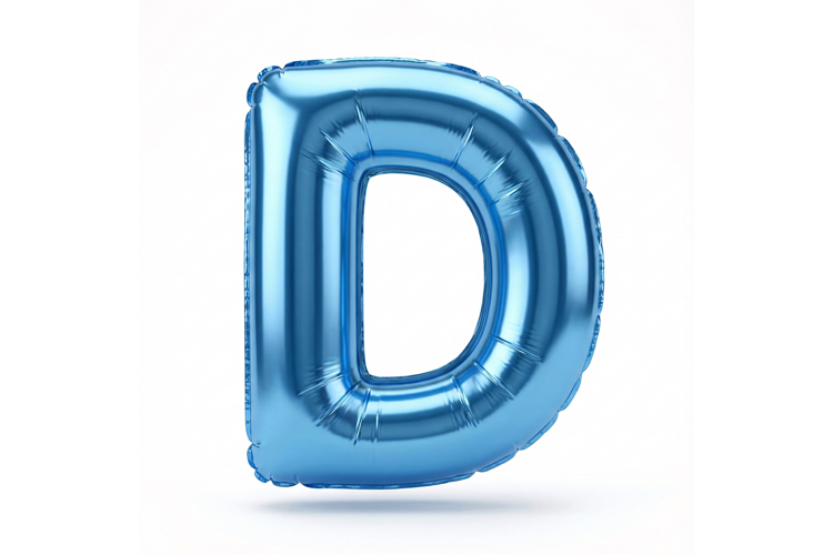 Blue Metallic Letter D Foil Balloon Party Decoration