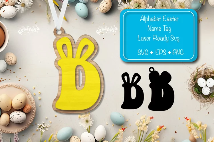 Alphabet Letter D Easter basket tags Easter tag Laser Cut