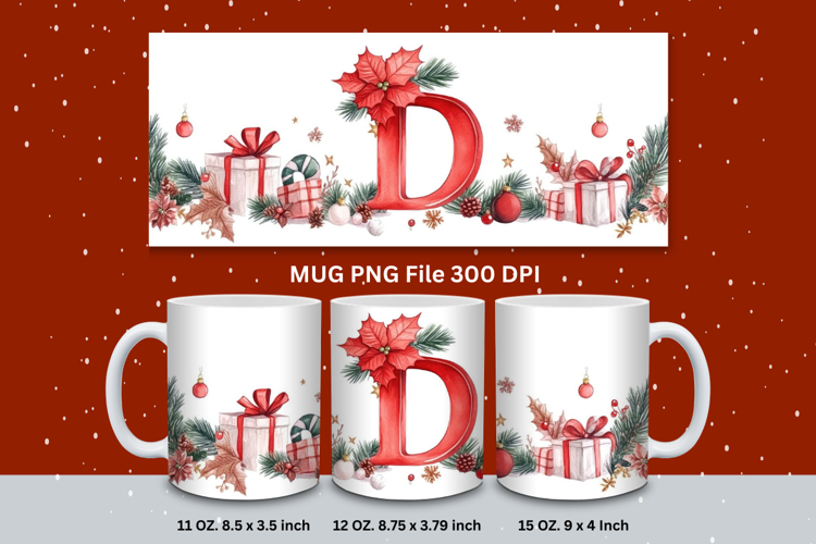Christmas Mug Customizable Custom Winter Coffee Cup Letter D