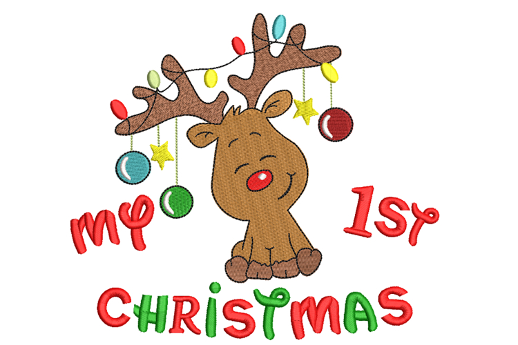 My 1st Christmas, Reindeer Embroidery Design