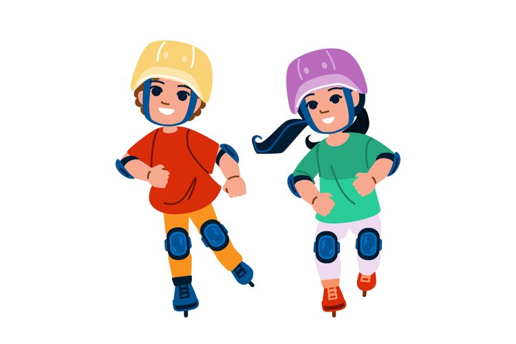 rollerblading kid vector