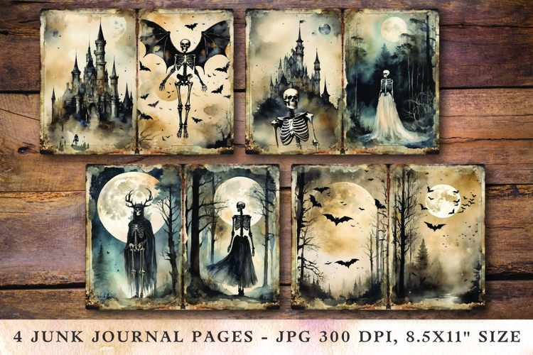 Junk Journal Pages - halloween skuls