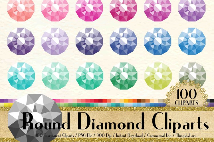 100 Round Diamond Clip Arts, Jewelry Clip Arts example image 1
