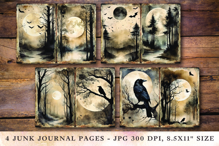 Junk Journal Pages - halloween crows