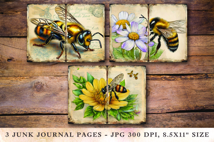 Junk Journal Pages - honey bee example image 1