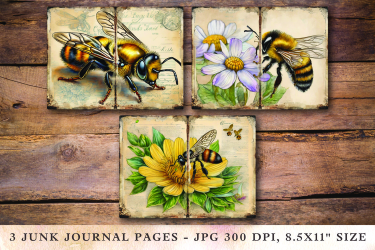 Junk Journal Pages - honey bee