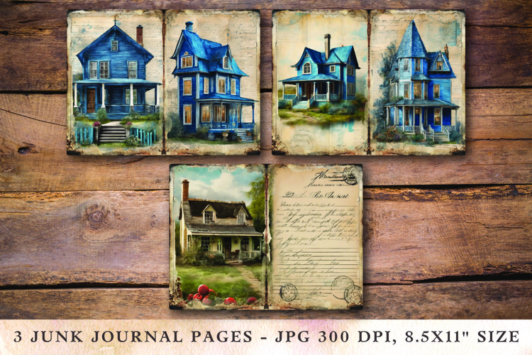 Junk Journal Pages - cottage house