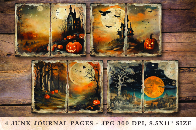 Junk Journal Pages - halloween pumpkin jack olantern