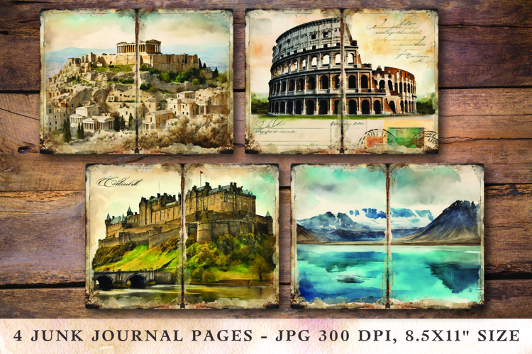 Junk Journal Pages - europe landmark