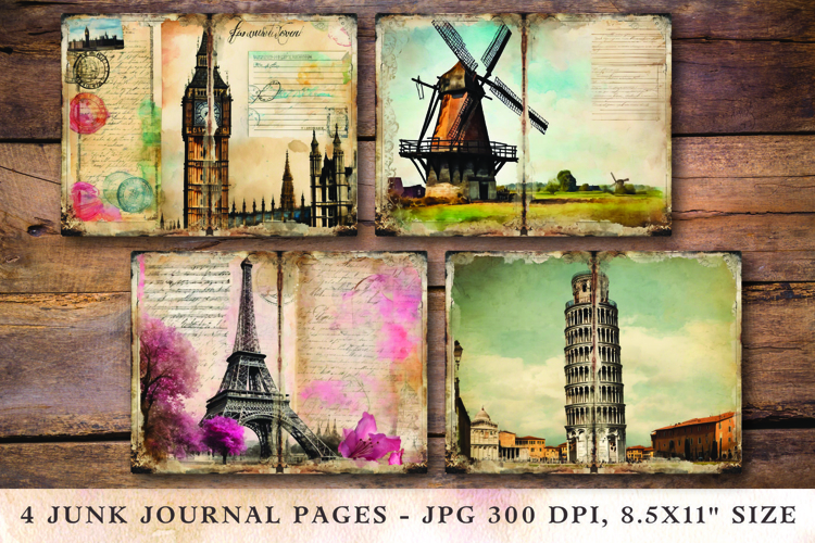 Junk Journal Pages - europe landmark