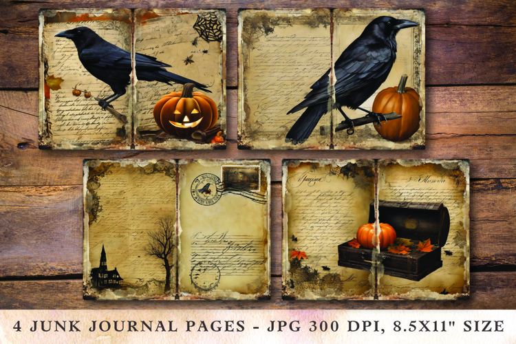 Junk Journal Pages - halloween pumpkin jack o'lantern