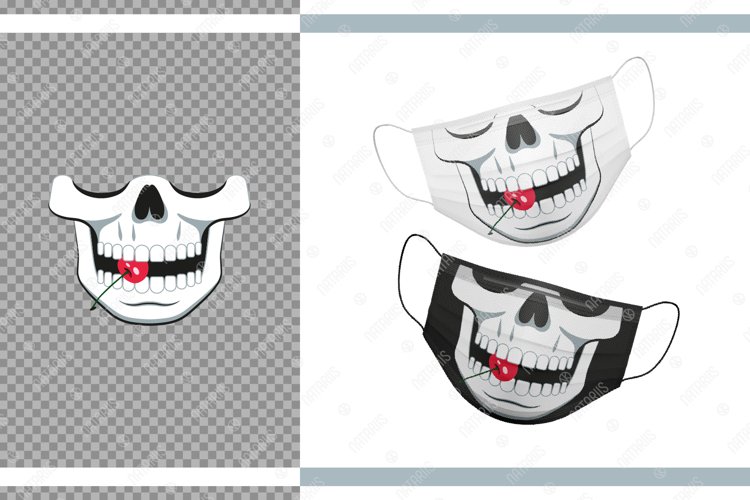 Funny skull design with Cherry for protective face mask. example image 1