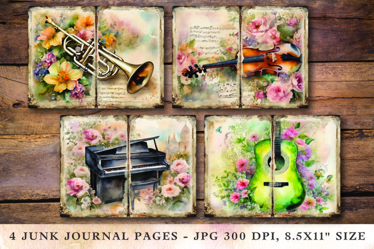 Junk Journal Pages - music instrument
