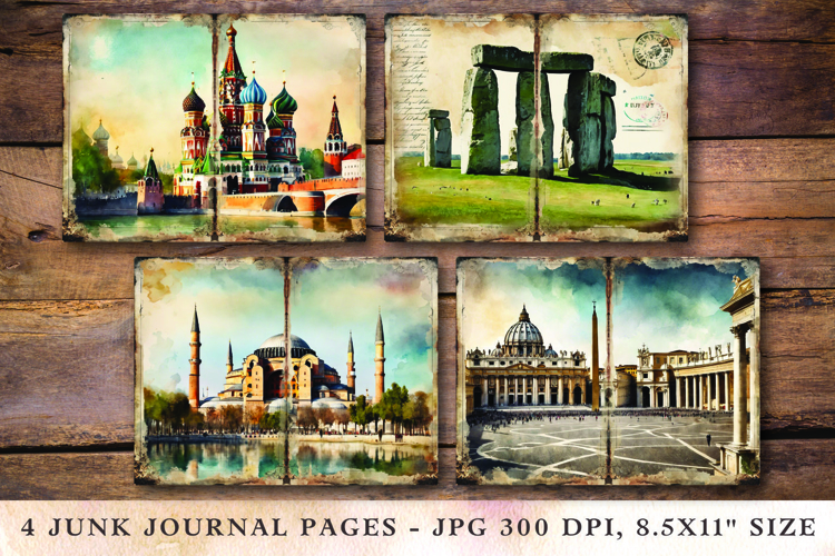 Junk Journal Pages - europe landmark