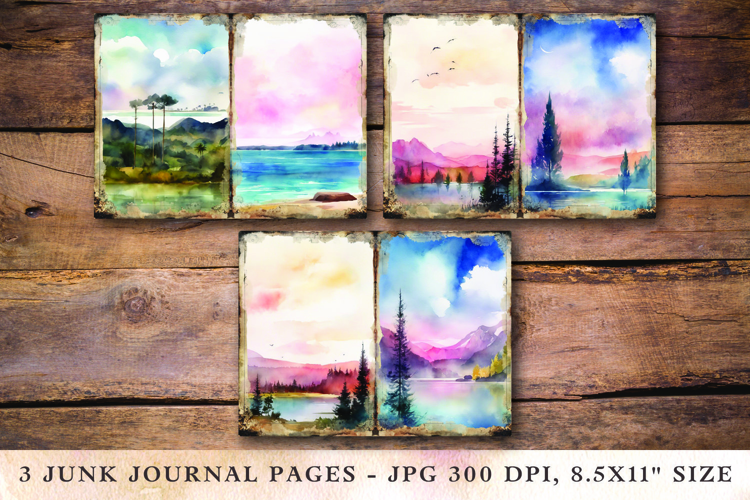 Junk Journal Pages - natural scenery