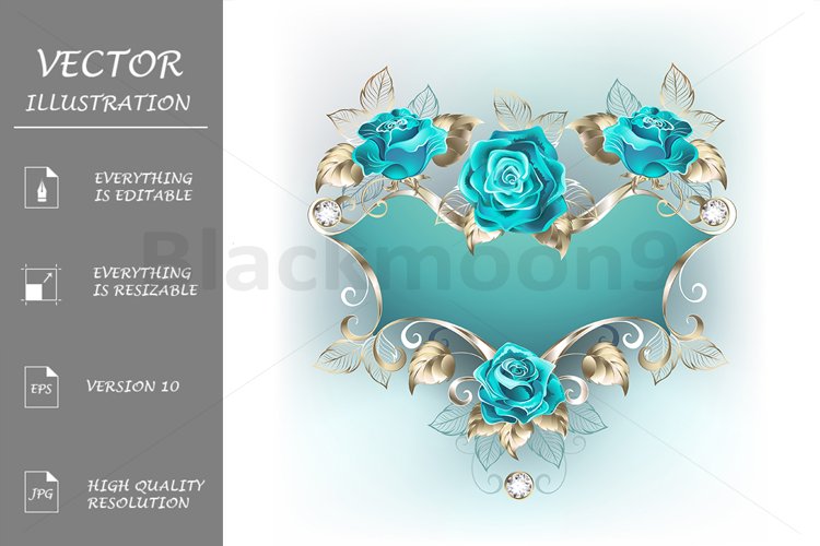 Banner with Turquoise Roses example image 1