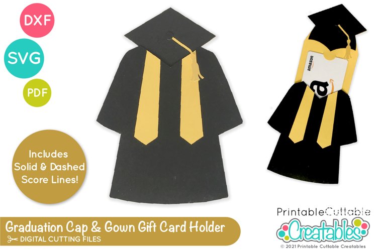 Cap Gown Graduation Gift Card Holder SVG File