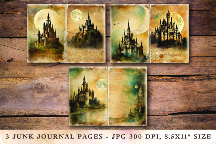 Junk Journal Pages - moon castle