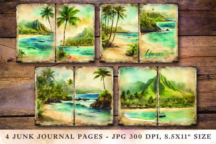 Junk Journal Pages - hawaii beach