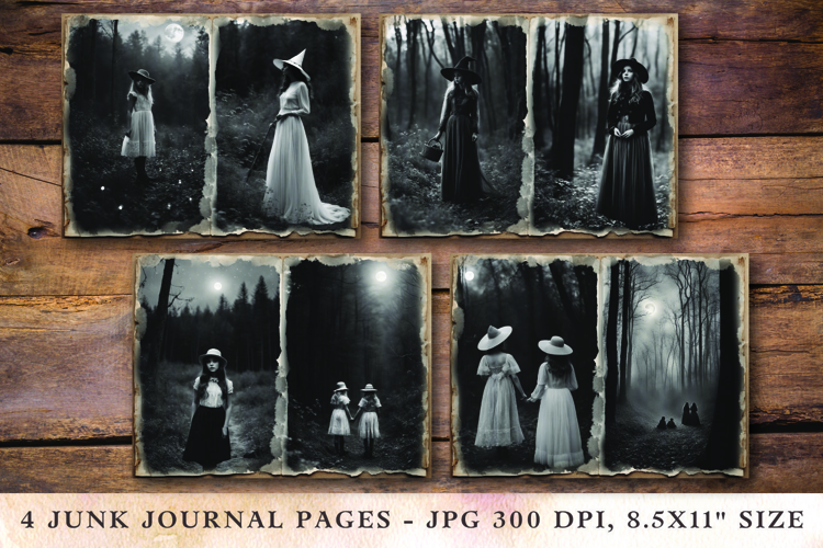 Junk Journal Pages - halloween girls