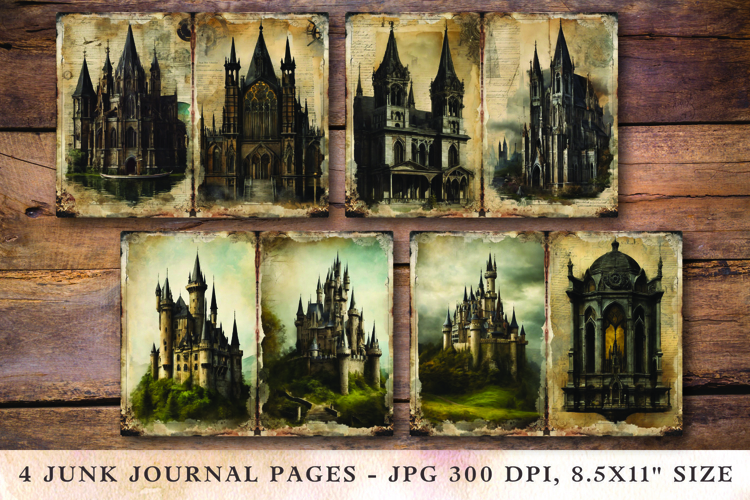 Junk Journal Pages - halloween castle