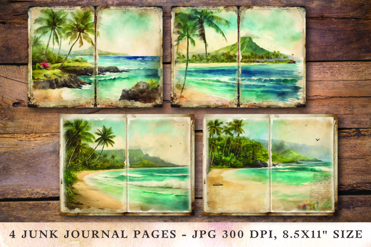 Junk Journal Pages - hawaii beach