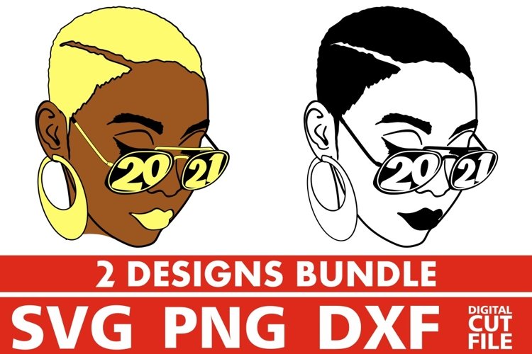 2x Blond Woman in Glasses Bundle svg, Afro svg, Year 2021 example image 1