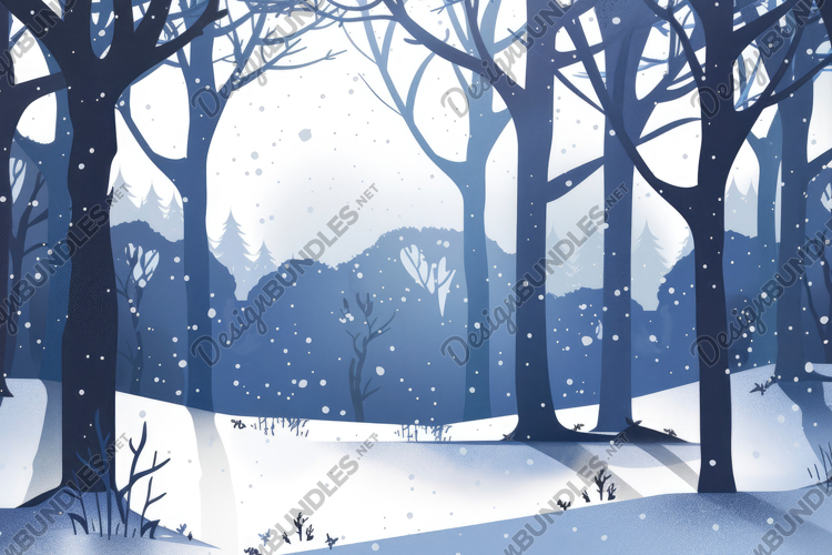 Snowy Winter Landscape Background