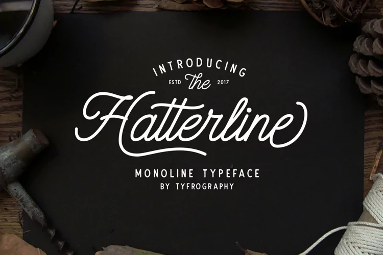 Hatterline - Monoline Vintage Font + Sans Serif