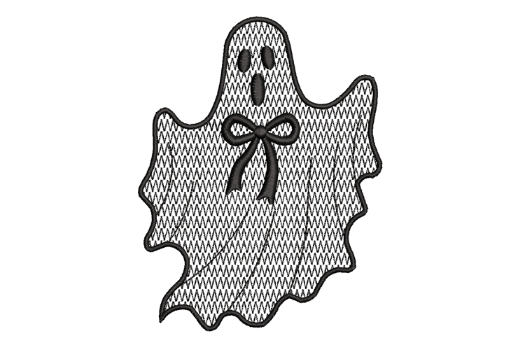 Halloween Ghost with Bow Embroidery Design