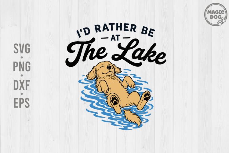 Id Rather Be At The Lake|Golden Retriever Lake Summer Dog