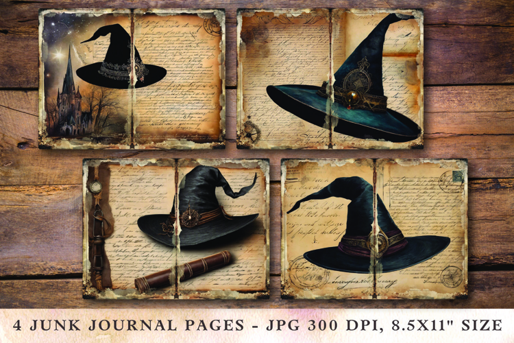 Junk Journal Pages - halloween witch hat