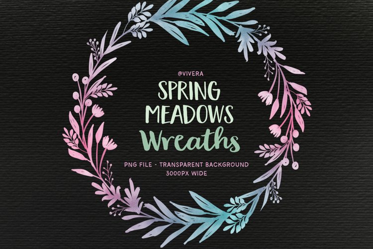 Pretty Turquoise and Pink Spring Watercolor Wreaths example image 1