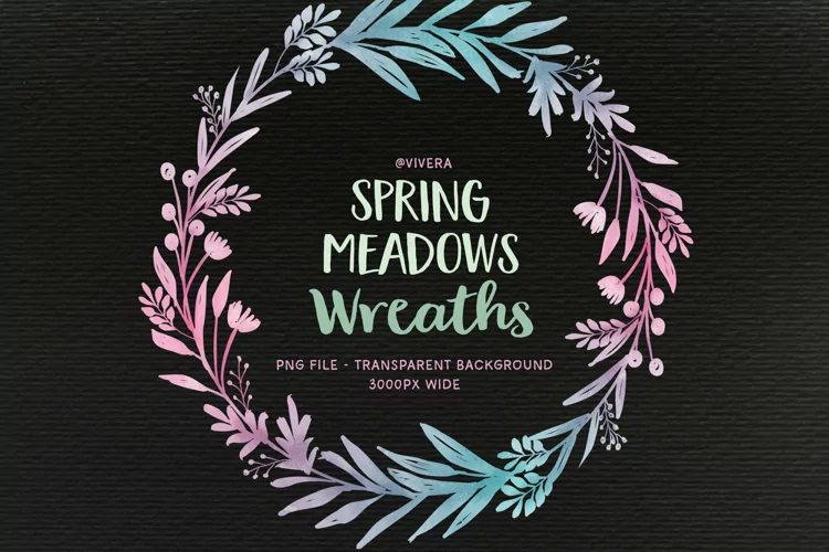 Pretty Turquoise and Pink Spring Watercolor Wreaths