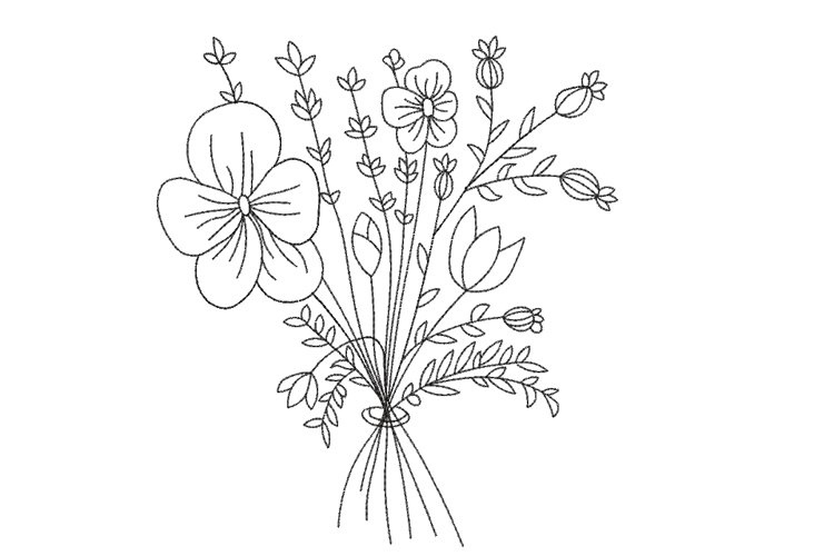 Field Flowers Machine Embroidery Design