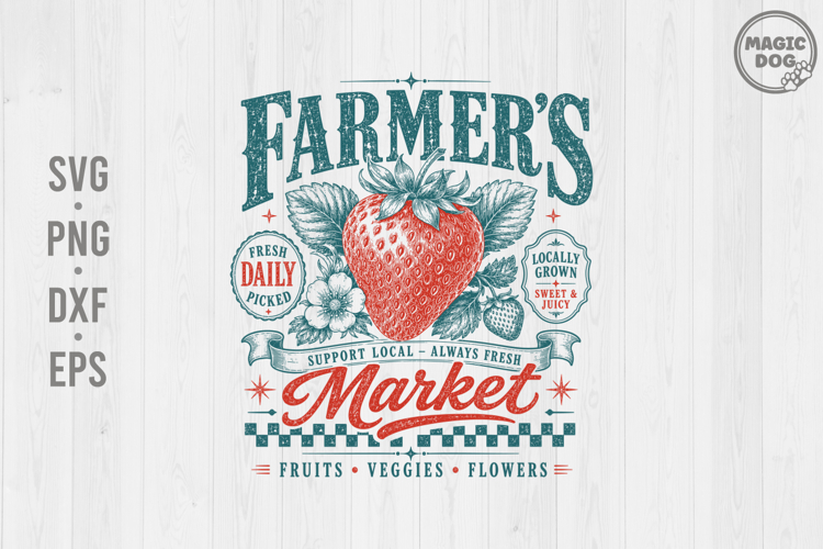 Farmer's Market Strawberry|Vintage Fruit Stand Support Local example image 1