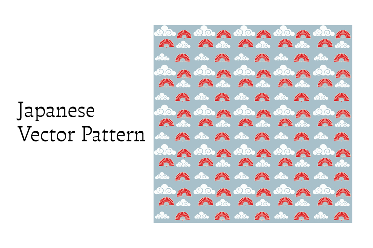 Japanese pattern with fans and clouds