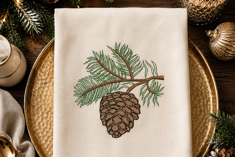 Pine Cone, Christmas Machine Embroidery Design