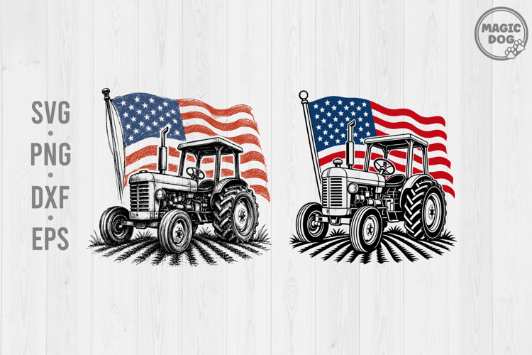 4th of July Patriotic Tractor American Flag Farm USA Farmer