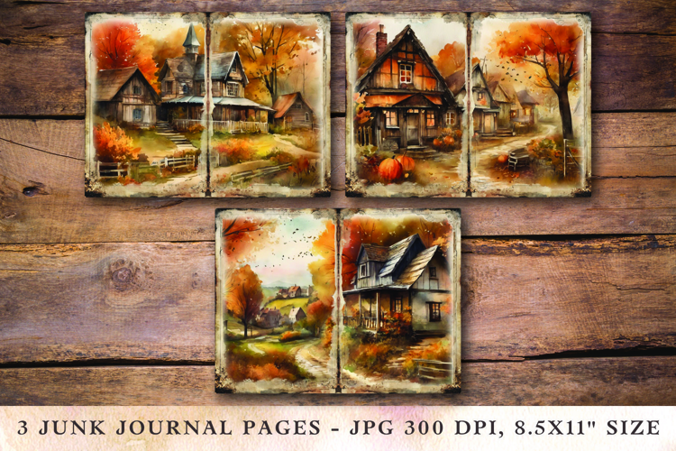 Junk Journal Pages - fall autumn house