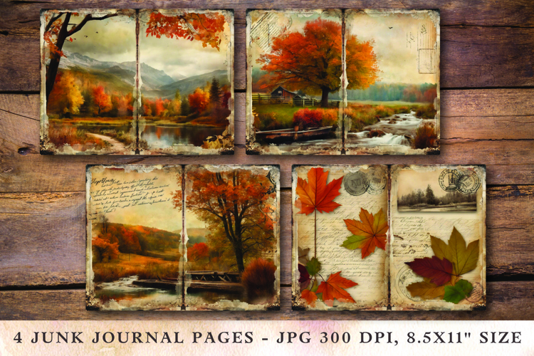 Junk Journal Pages - fall leaves