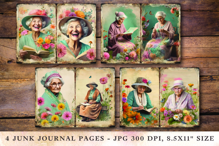 Junk Journal Pages - floral grandma