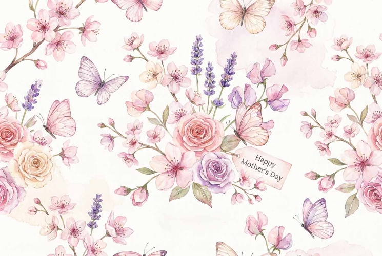 Watercolor Seamless Floral Pattern Mothers Day